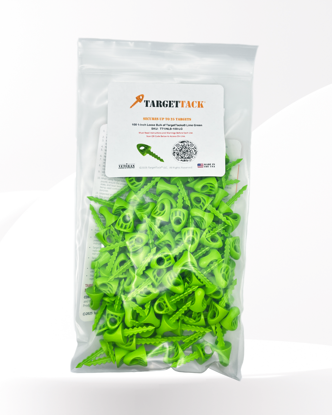 100 1-Inch Loose Bulk of TargetTacks® Lime Green