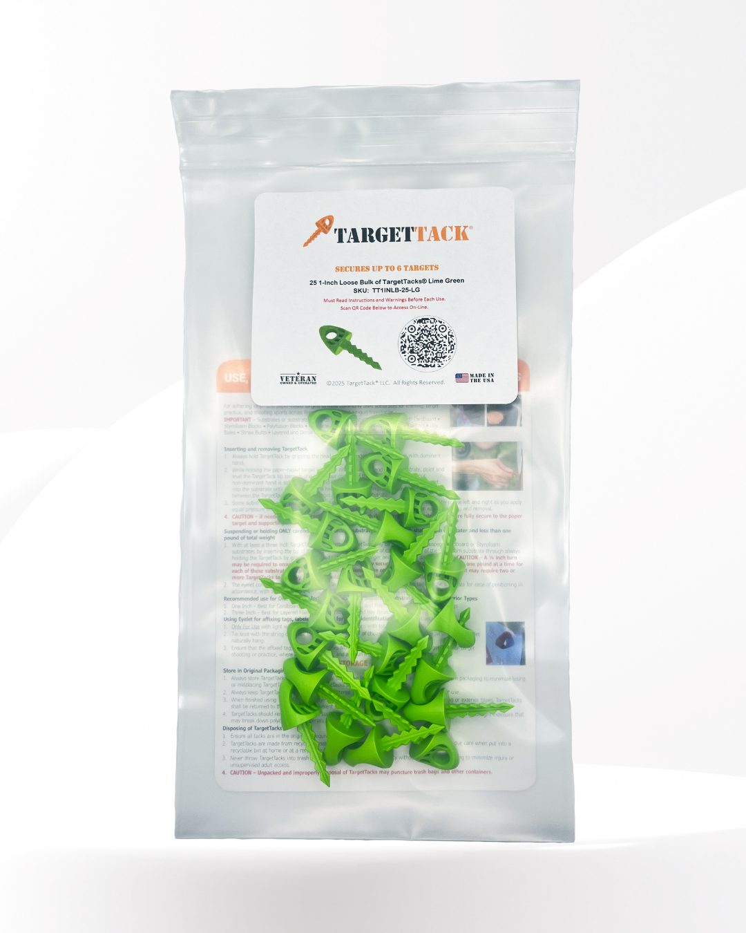 25 1-Inch Loose Bulk of TargetTacks® Lime Green