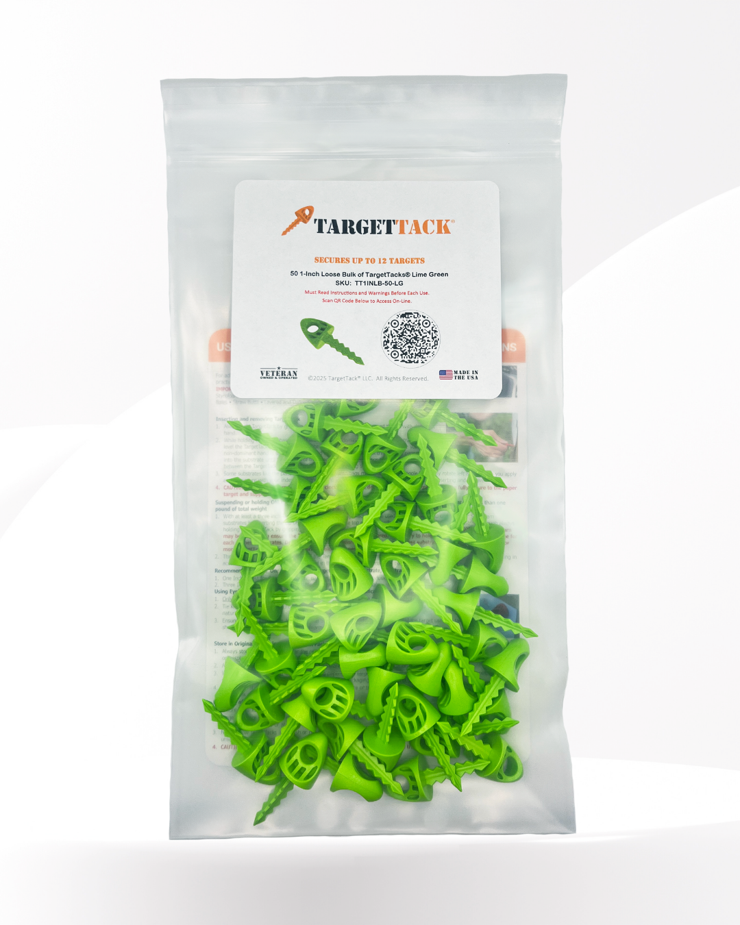 50 1-Inch Loose Bulk of TargetTacks® Lime Green