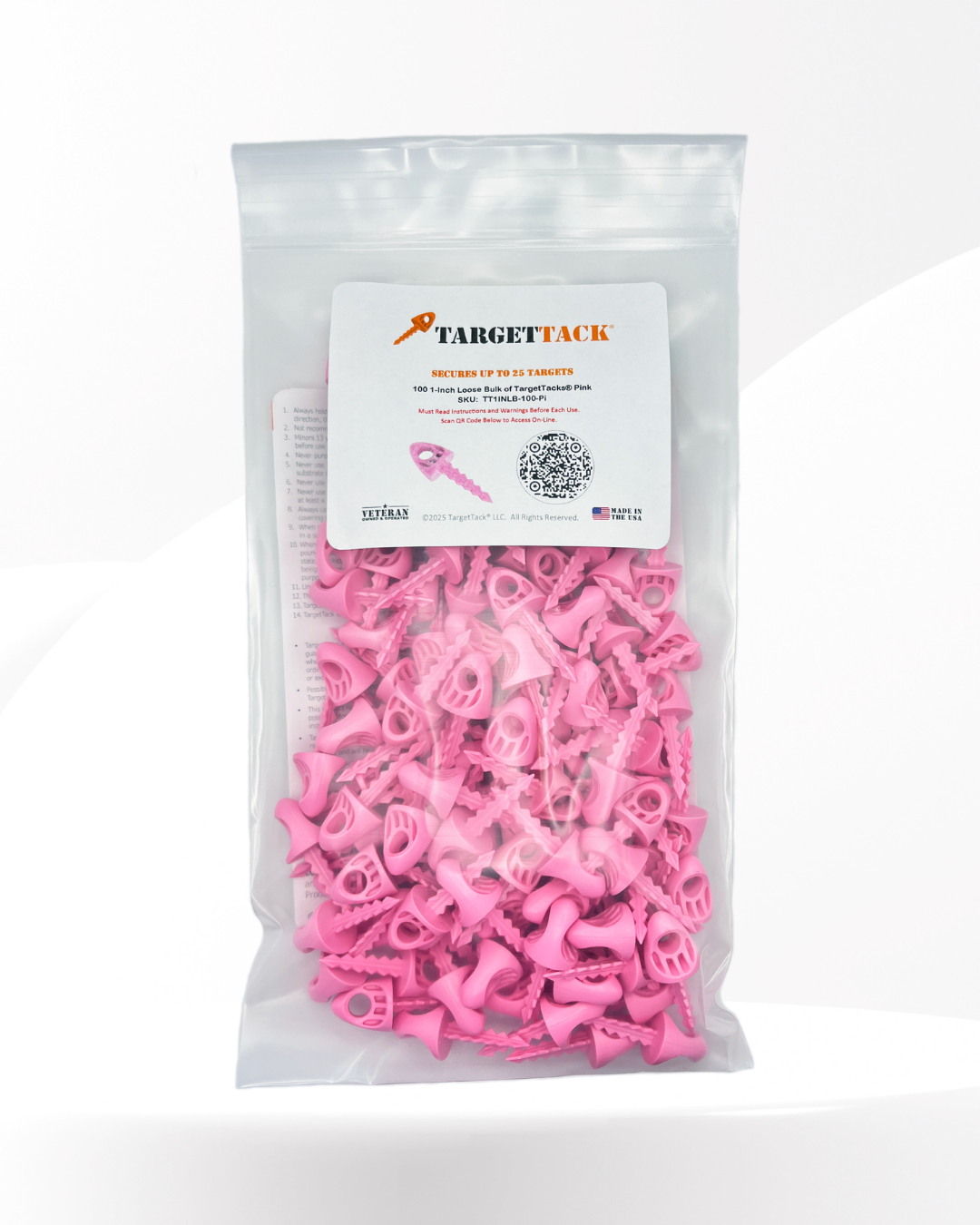 100 1-Inch Loose Bulk of TargetTacks® Pink