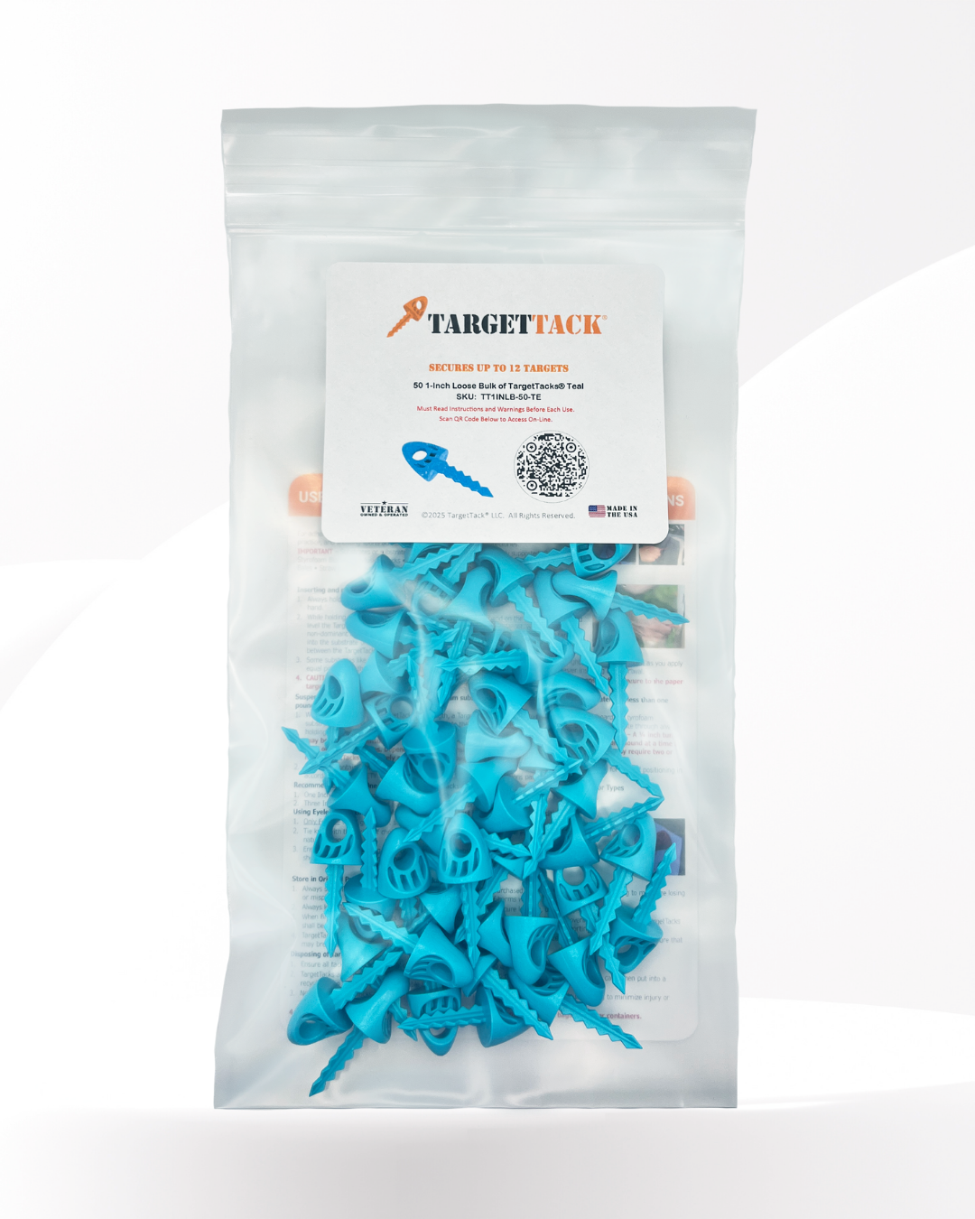 50 1-Inch Loose Bulk of TargetTacks® Teal