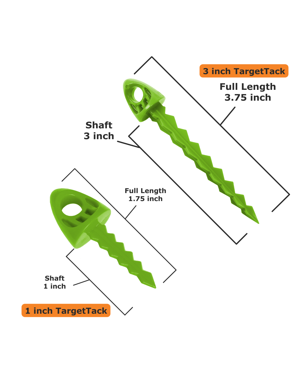1-Inch and 3-Inch Variety 12-Pack of TargetTacks® Lime Green