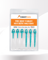 A pack of six teal TargetTacks in a clear plastic packaging with the product branding visible on the top.