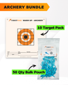 Archery Practice 10 Target Pack + TargetTack® 50 Qty 1-Inch Bulk Pouch Bundle