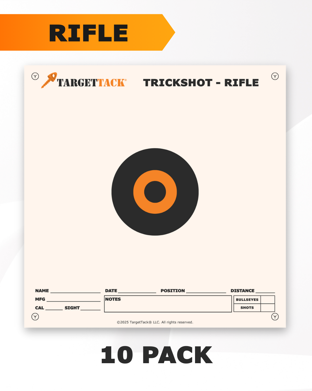 Printed paper target for precision rifle with Trickshot design.
