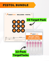 Pistol Practice 10 Target Pack + TargetTack® 1-Inch 12-Pack Bundle