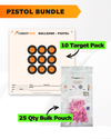 Pistol Practice 10 Target Pack + TargetTack® 25 Qty 1-Inch Bulk Pouch Bundle