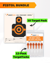 Pistol Practice 10 Target Pack + TargetTack® 1-Inch 12-Pack Bundle