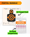 Pistol Practice 10 Target Pack + TargetTack® 1-Inch 12-Pack Bundle