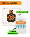 Pistol Practice 10 Target Pack + TargetTack® 1-Inch 12-Pack Bundle