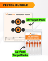 Pistol Practice 10 Target Pack + TargetTack® 1-Inch 12-Pack Bundle