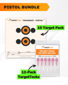 Pistol Practice 10 Target Pack + TargetTack® 1-Inch 12-Pack Bundle