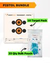 Pistol Practice 10 Target Pack + TargetTack® 25 Qty 1-Inch Bulk Pouch Bundle