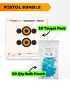 Pistol Practice 10 Target Pack + TargetTack® 50 Qty 1-Inch Bulk Pouch Bundle