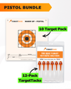 Pistol Practice 10 Target Pack + TargetTack® 1-Inch 12-Pack Bundle