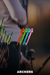 Colorful archery arrows with a blurred background