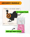 Archery Practice 10 Target Pack + TargetTack® 100 Qty 1-Inch Bulk Pouch Bundle
