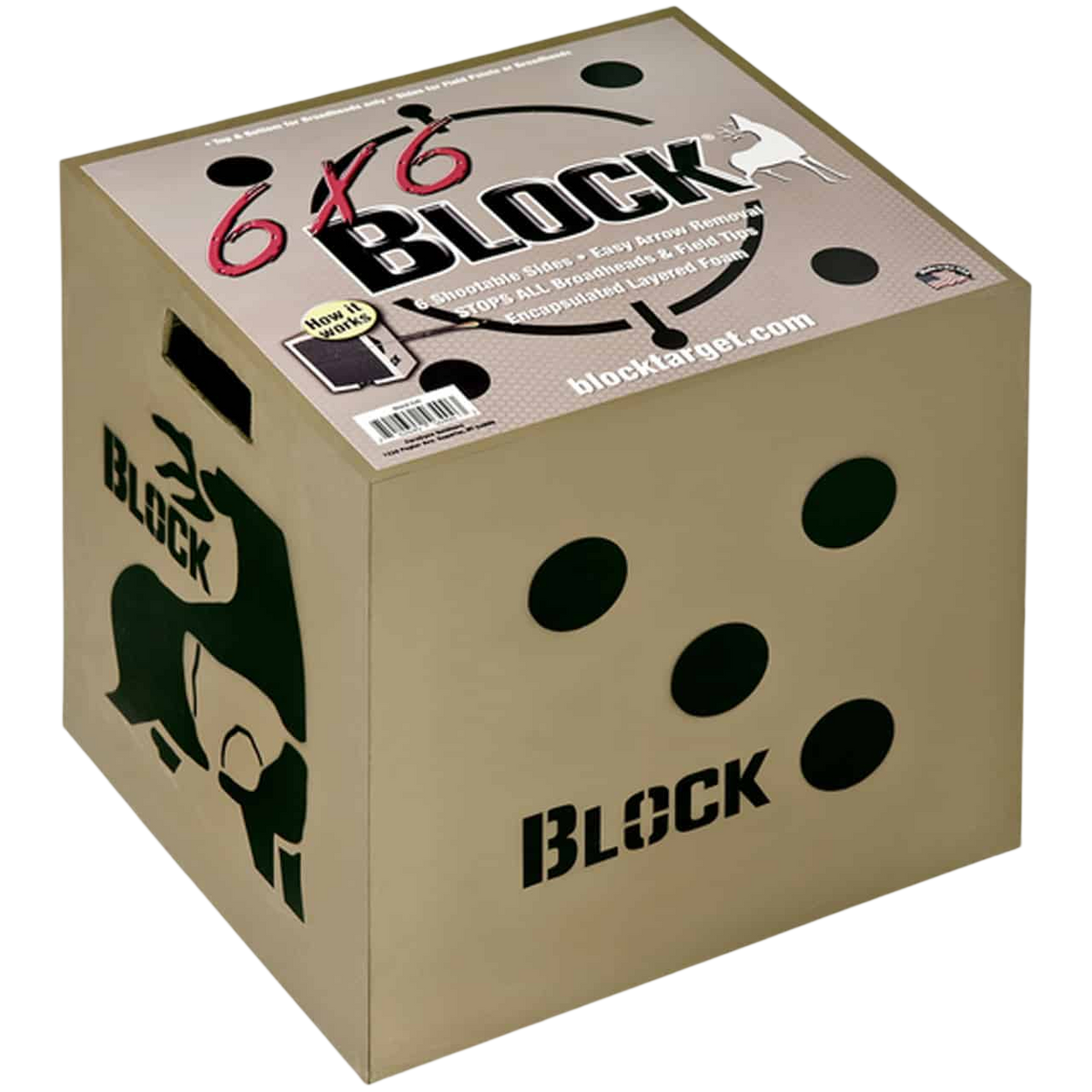 Block archery target '6x6 Block' branding on a white background
